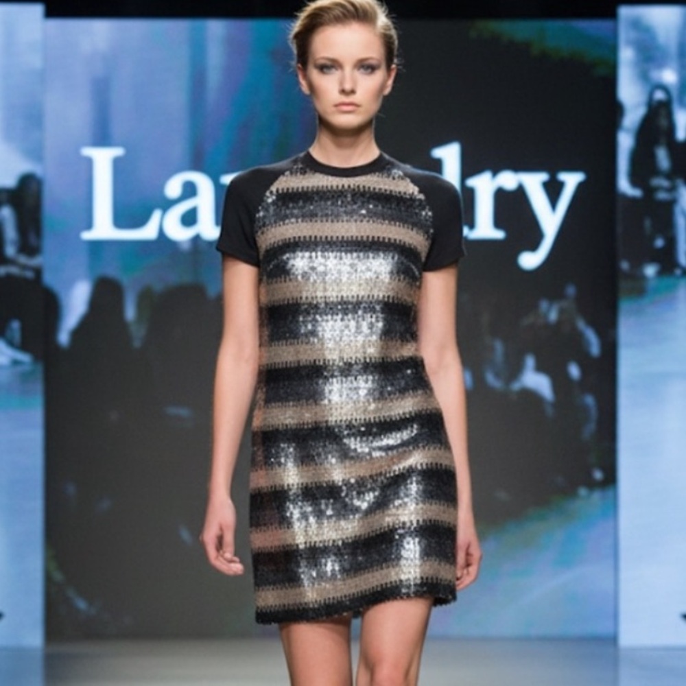 New Authentic Laundry designer black sequins dress sz 6